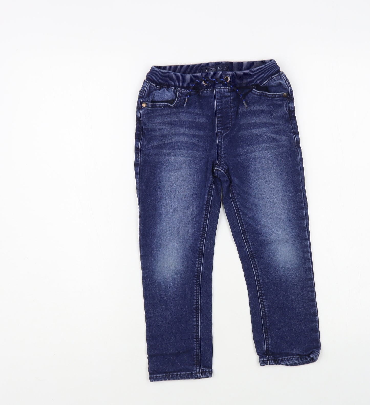 NEXT Boys Blue Cotton Straight Jeans Size 6 Years Regular Drawstring