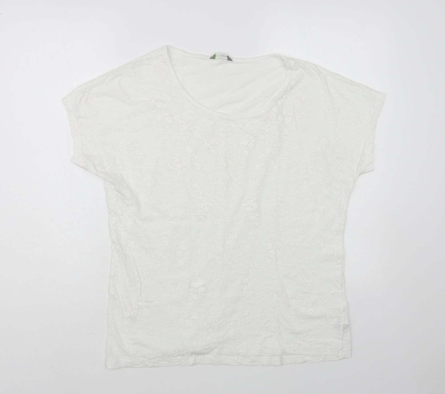 Marks and Spencer Womens White Cotton Basic T-Shirt Size 12 Boat Neck