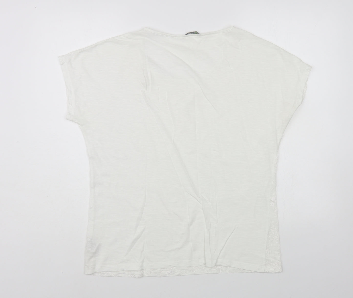 Marks and Spencer Womens White Cotton Basic T-Shirt Size 12 Boat Neck