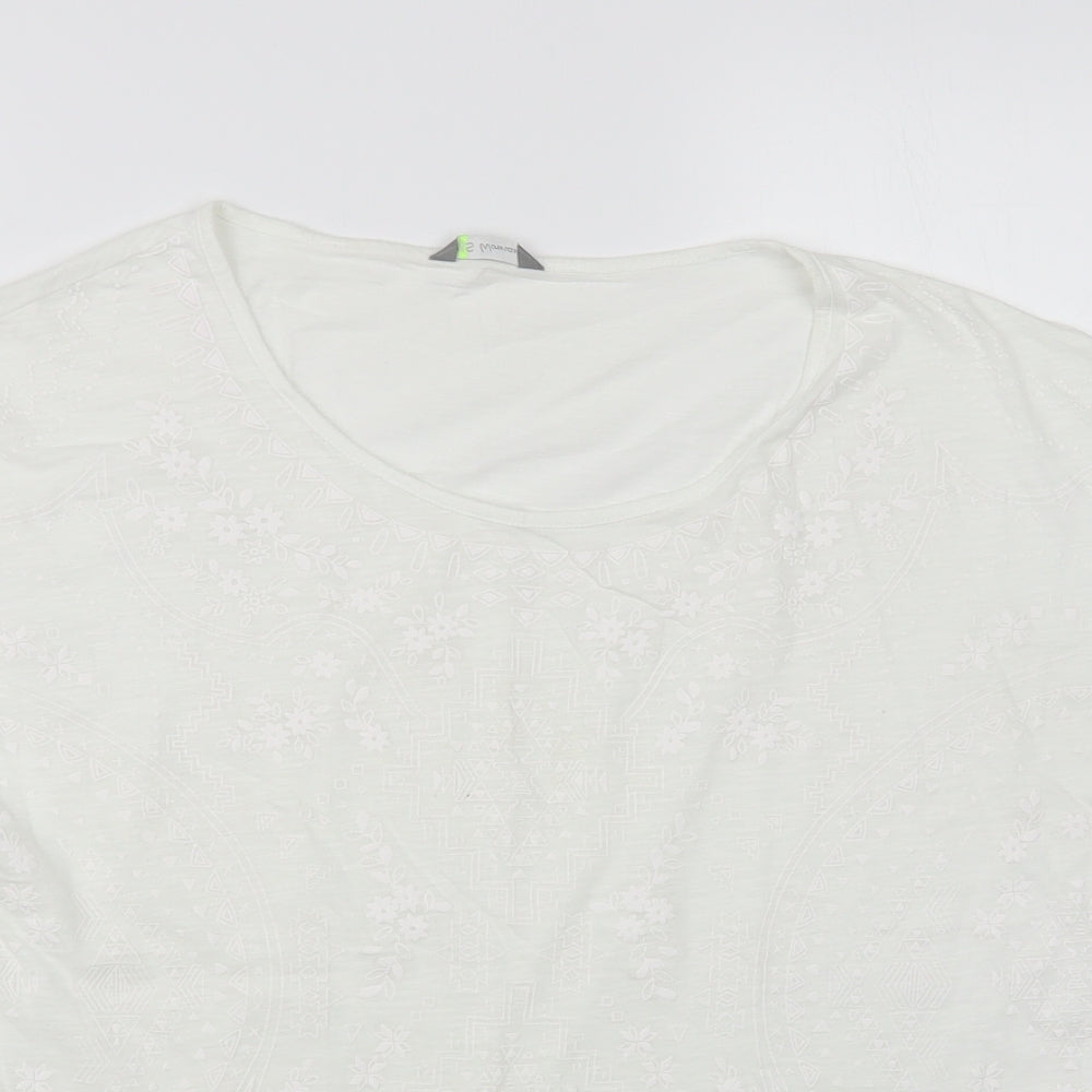 Marks and Spencer Womens White Cotton Basic T-Shirt Size 12 Boat Neck