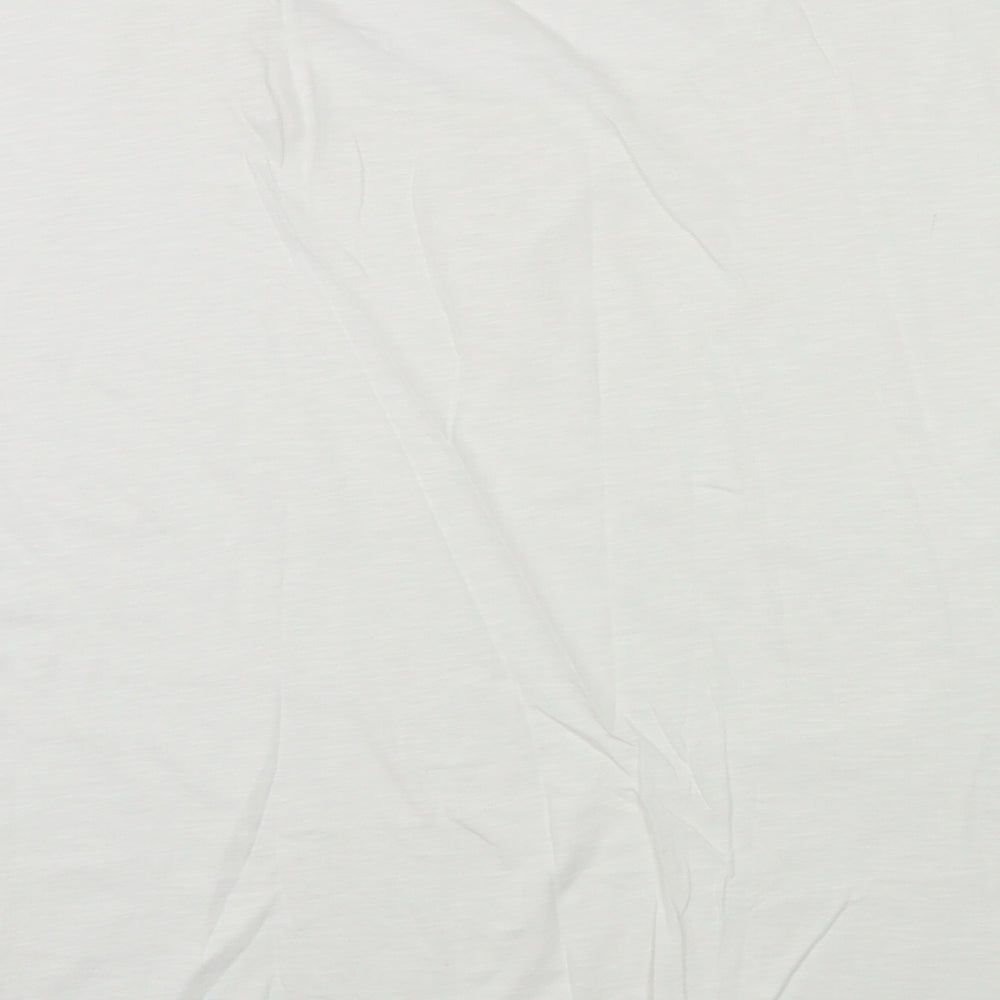 Marks and Spencer Womens White Cotton Basic T-Shirt Size 12 Boat Neck