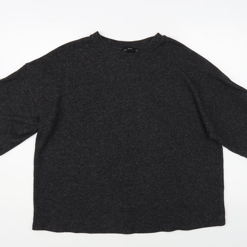 F&F Womens Grey Crew Neck Polyester Pullover Jumper Size 14