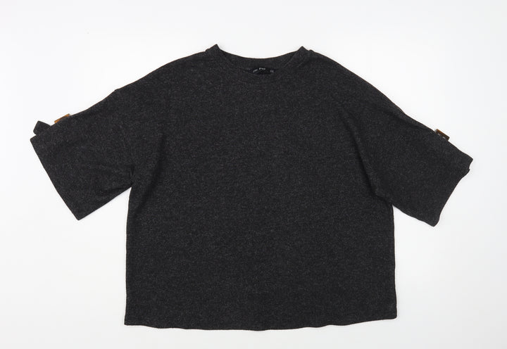 F&F Womens Grey Crew Neck Polyester Pullover Jumper Size 14