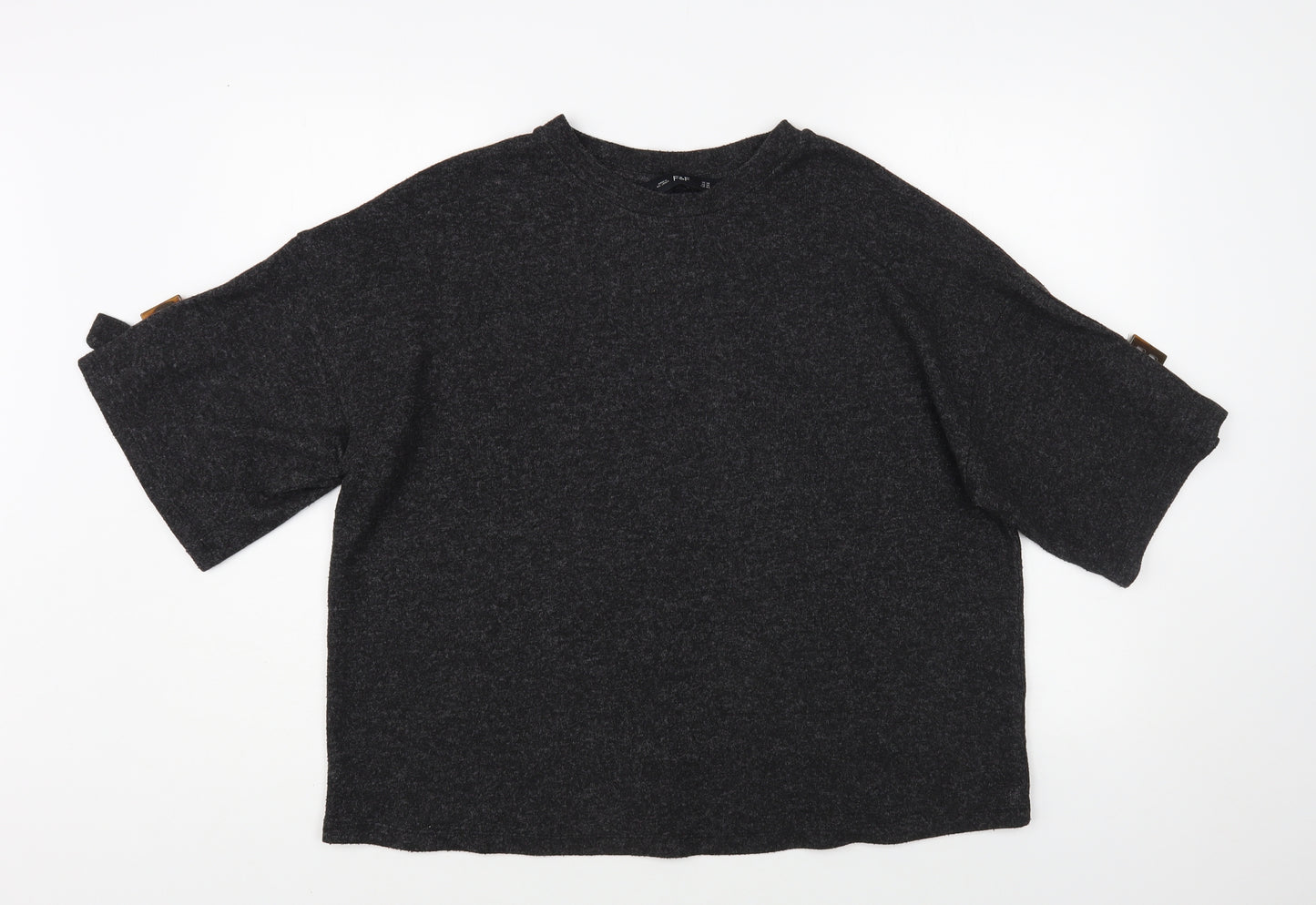 F&F Womens Grey Crew Neck Polyester Pullover Jumper Size 14