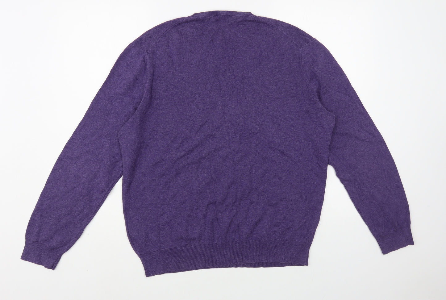 Polo Ralph Lauren Mens Purple V-Neck Cotton Pullover Jumper Size L