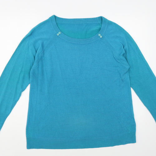 M&Co Womens Green Boat Neck Acrylic Pullover Jumper Size 18