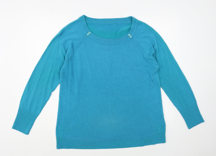M&Co Womens Green Boat Neck Acrylic Pullover Jumper Size 18