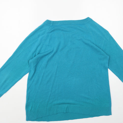 M&Co Womens Green Boat Neck Acrylic Pullover Jumper Size 18