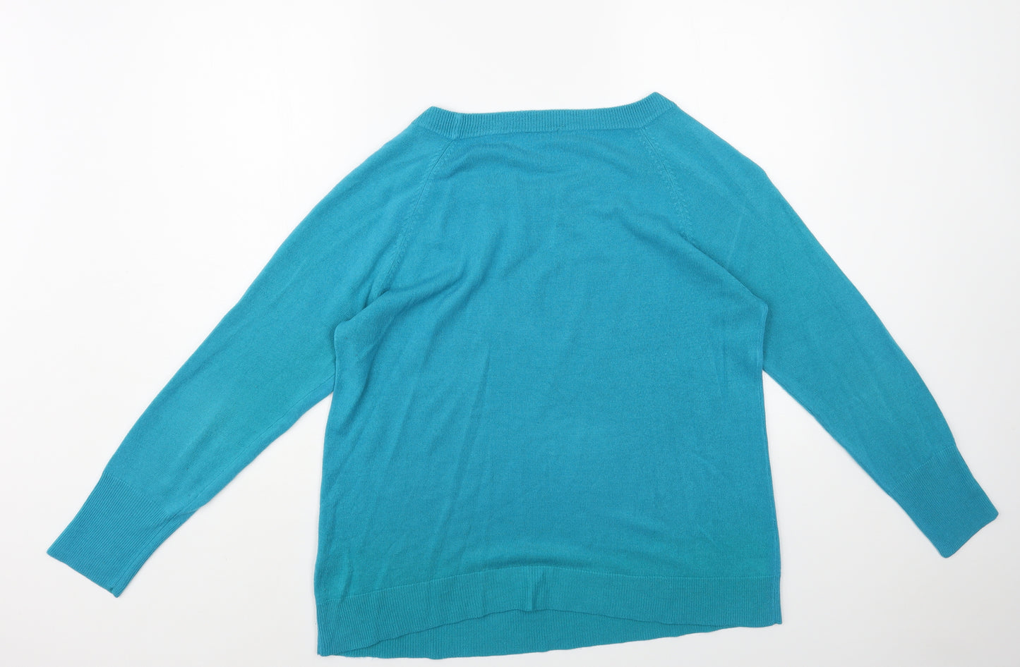 M&Co Womens Green Boat Neck Acrylic Pullover Jumper Size 18