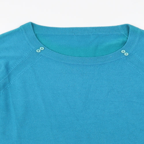 M&Co Womens Green Boat Neck Acrylic Pullover Jumper Size 18