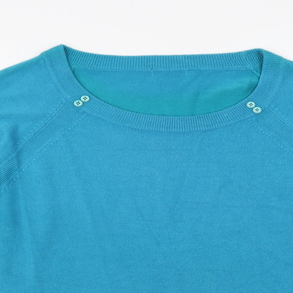 M&Co Womens Green Boat Neck Acrylic Pullover Jumper Size 18