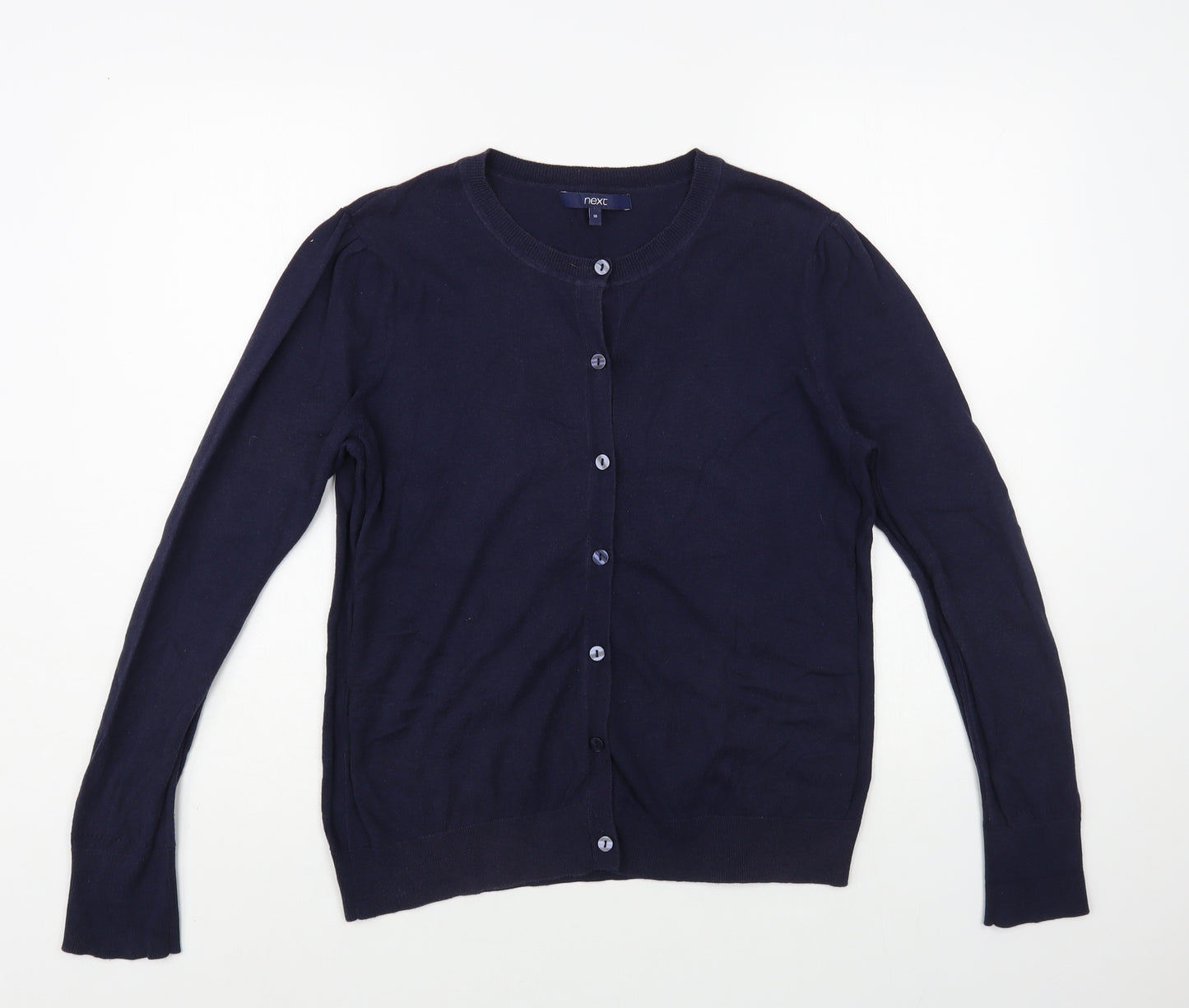 NEXT Womens Blue Crew Neck Cotton Cardigan Jumper Size 16