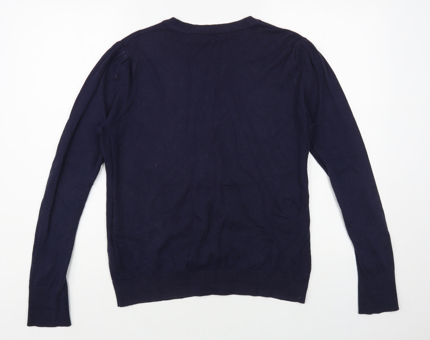 NEXT Womens Blue Crew Neck Cotton Cardigan Jumper Size 16