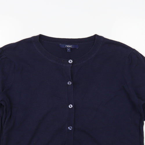 NEXT Womens Blue Crew Neck Cotton Cardigan Jumper Size 16