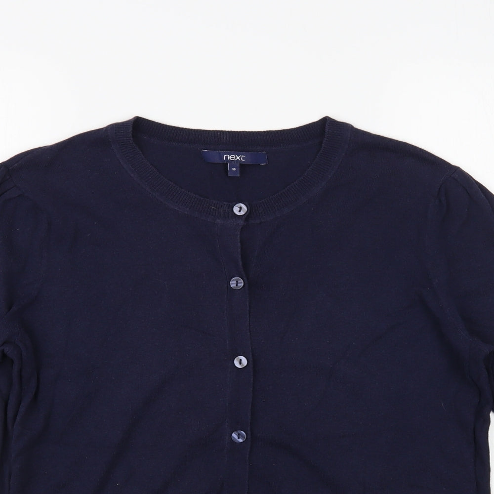 NEXT Womens Blue Crew Neck Cotton Cardigan Jumper Size 16