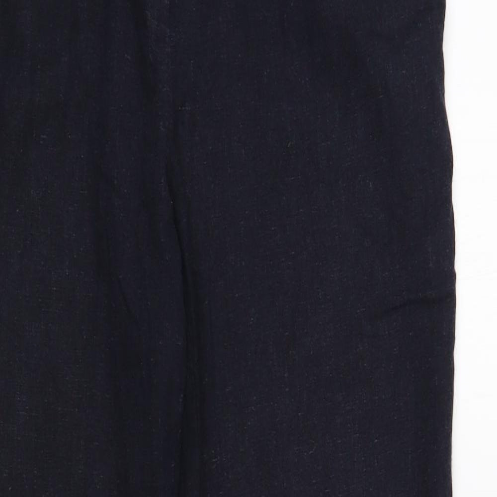 M&Co Womens Blue Linen Trousers Size 10 L28 in Regular Hook & Loop