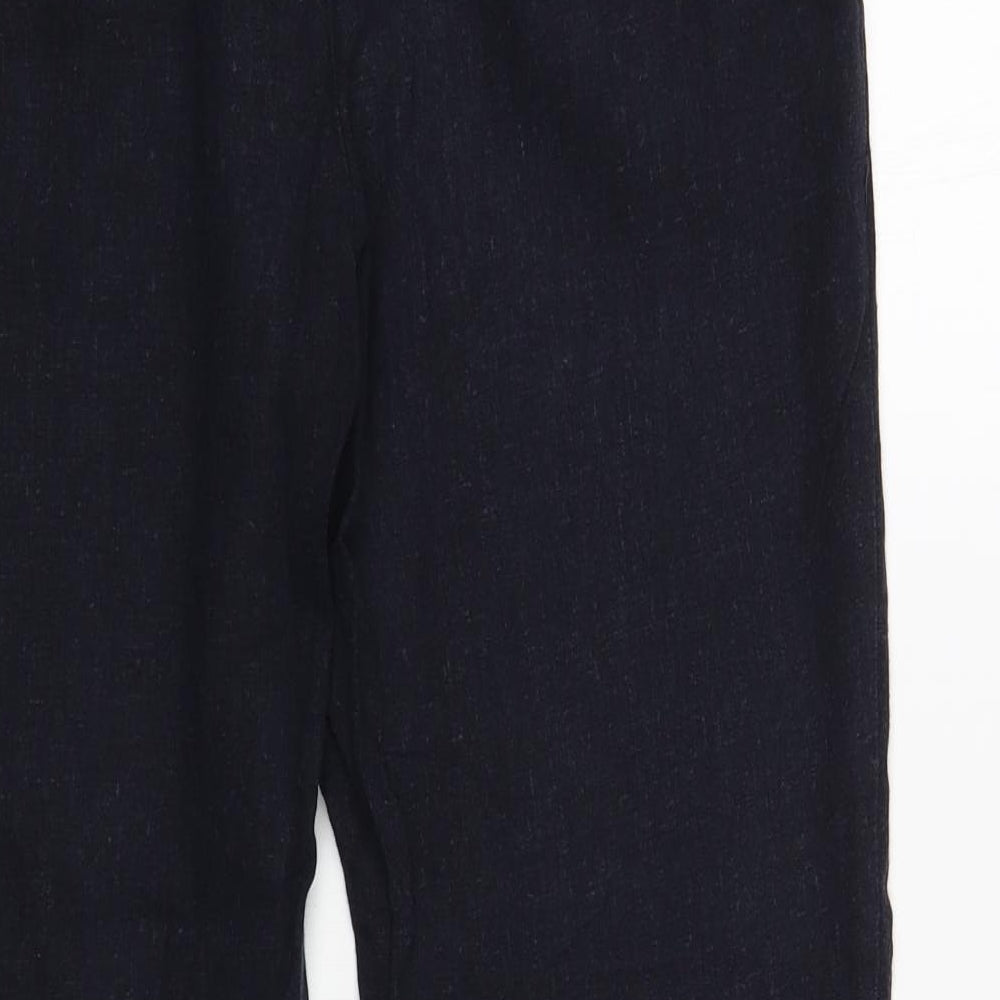 M&Co Womens Blue Linen Trousers Size 10 L28 in Regular Hook & Loop
