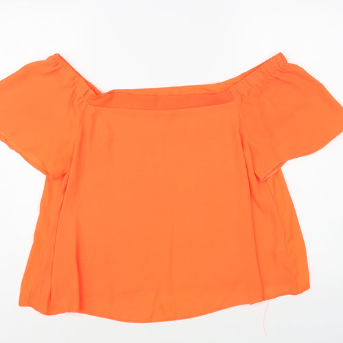 New Look Womens Orange Polyester Basic Blouse Size 14 Off the Shoulder