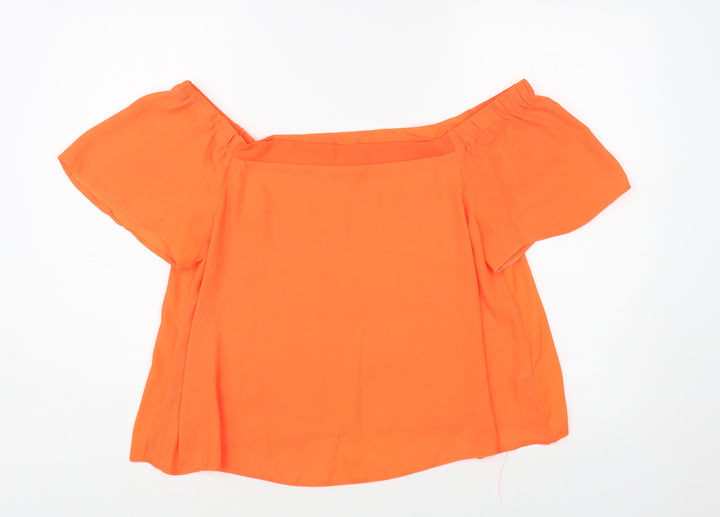 New Look Womens Orange Polyester Basic Blouse Size 14 Off the Shoulder