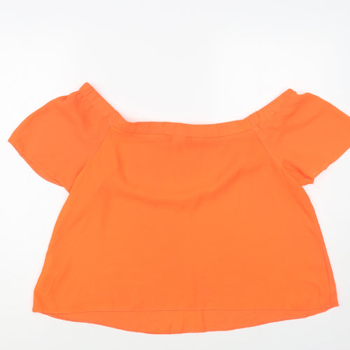 New Look Womens Orange Polyester Basic Blouse Size 14 Off the Shoulder