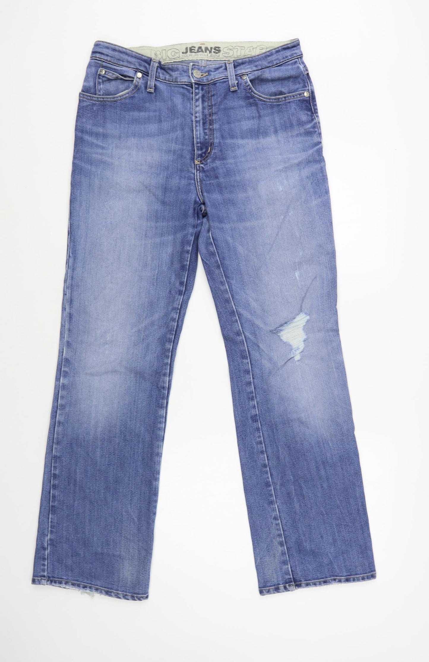 BIG STAR Womens Blue Cotton Bootcut Jeans Size 30 in L31 in Regular Button