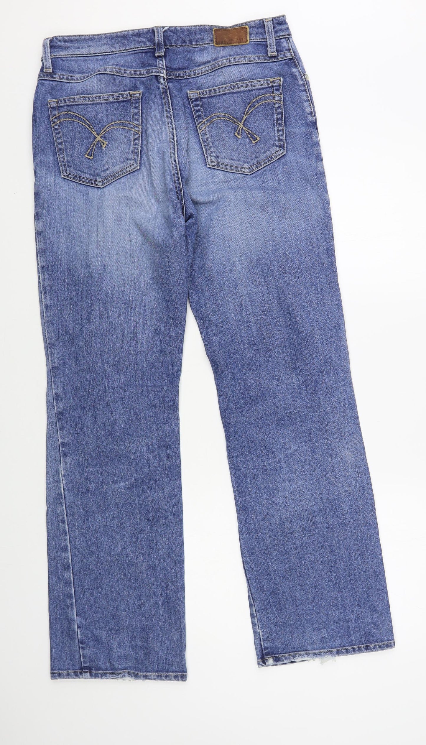 BIG STAR Womens Blue Cotton Bootcut Jeans Size 30 in L31 in Regular Button