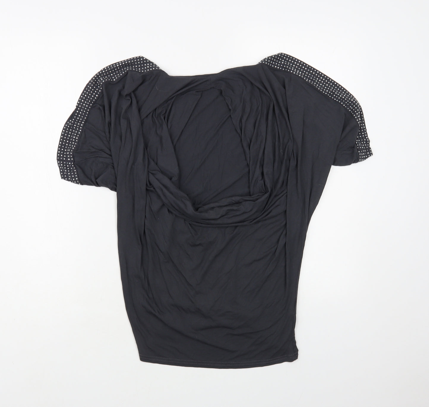 Jane Norman Womens Grey Viscose Basic Blouse Size 10 Cowl Neck