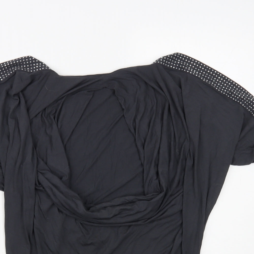 Jane Norman Womens Grey Viscose Basic Blouse Size 10 Cowl Neck