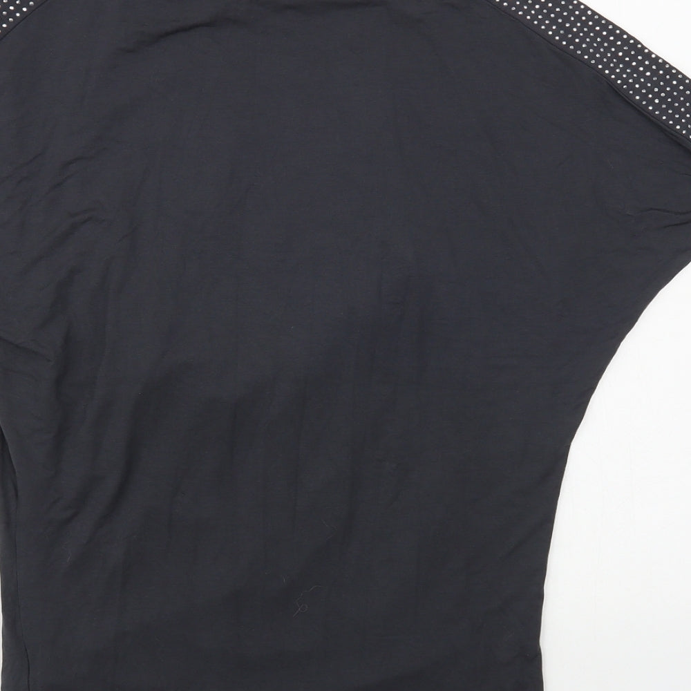 Jane Norman Womens Grey Viscose Basic Blouse Size 10 Cowl Neck