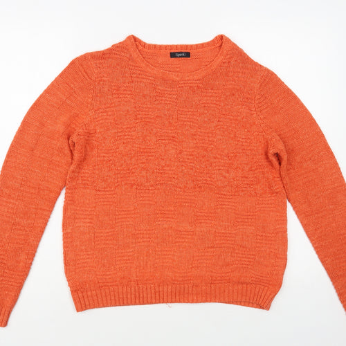 Spirit Womens Orange Crew Neck Acrylic Pullover Jumper Size 12
