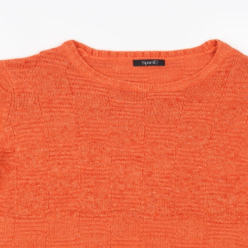 Spirit Womens Orange Crew Neck Acrylic Pullover Jumper Size 12