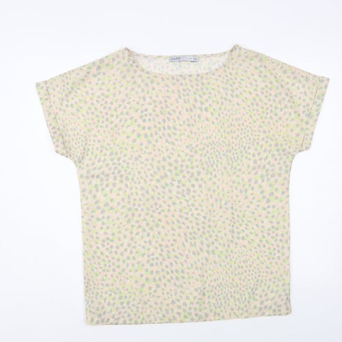 Oasis Womens Multicoloured Animal Print Polyester Basic Blouse Size 10 Boat Neck