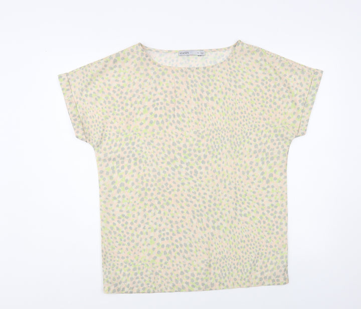 Oasis Womens Multicoloured Animal Print Polyester Basic Blouse Size 10 Boat Neck