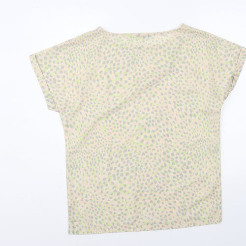 Oasis Womens Multicoloured Animal Print Polyester Basic Blouse Size 10 Boat Neck