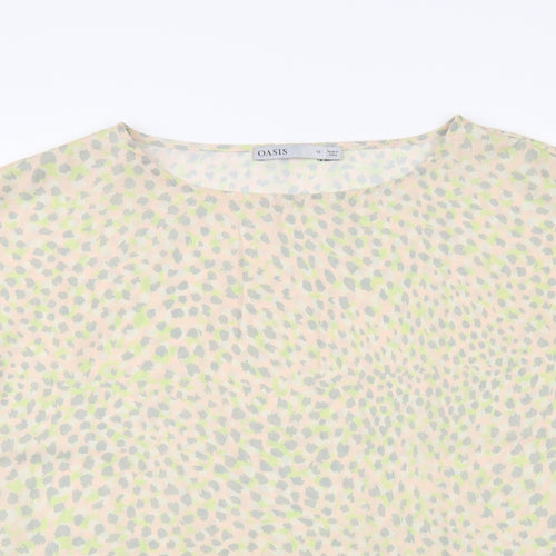 Oasis Womens Multicoloured Animal Print Polyester Basic Blouse Size 10 Boat Neck