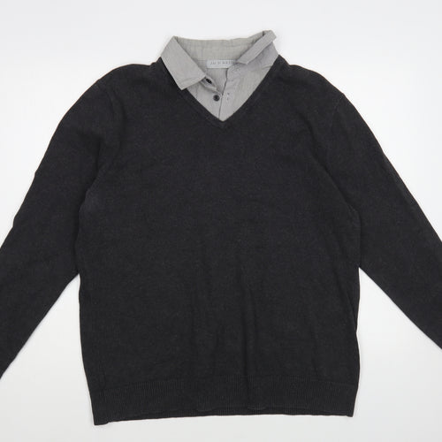 Jack Reid Womens Grey Collared Cotton Pullover Jumper Size L
