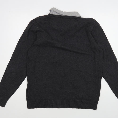 Jack Reid Womens Grey Collared Cotton Pullover Jumper Size L