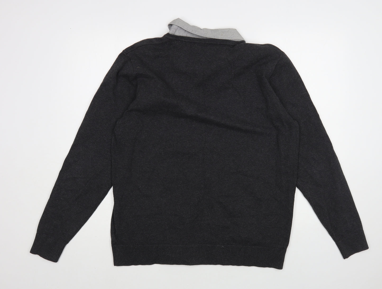 Jack Reid Womens Grey Collared Cotton Pullover Jumper Size L