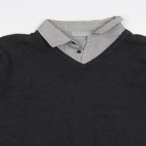 Jack Reid Womens Grey Collared Cotton Pullover Jumper Size L