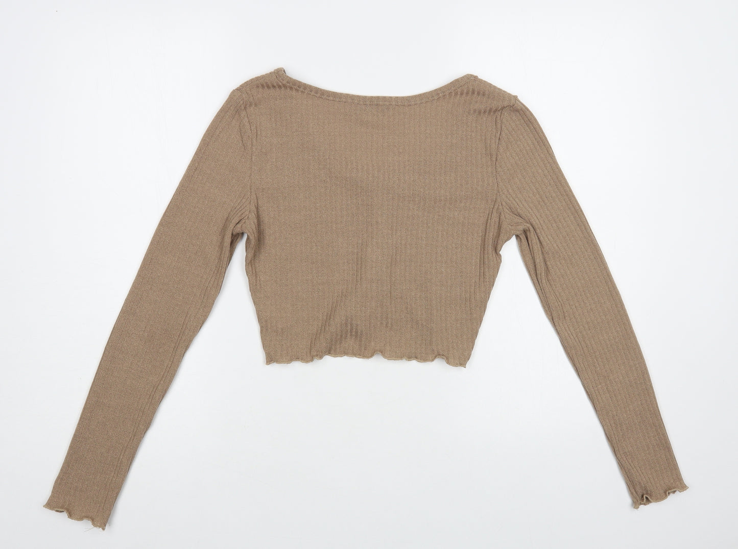 SheIn Womens Beige V-Neck Polyester Cardigan Jumper Size S