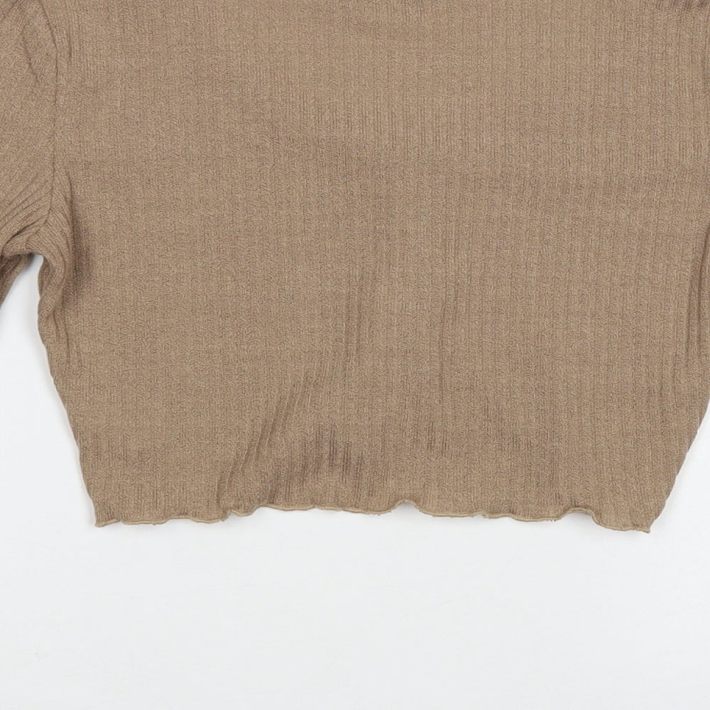 SheIn Womens Beige V-Neck Polyester Cardigan Jumper Size S