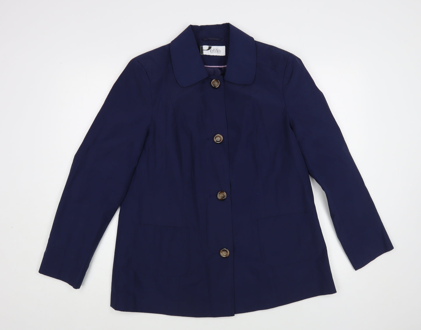 BHS Womens Blue Pea Coat Coat Size 14 Button