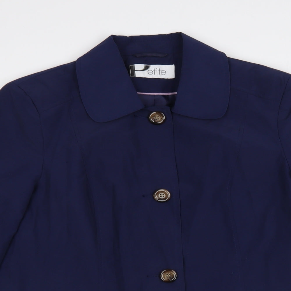 BHS Womens Blue Pea Coat Coat Size 14 Button