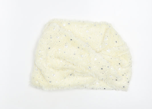 Front view of Preworn women’s ivory geometric viscose scarf - star pattern snood
