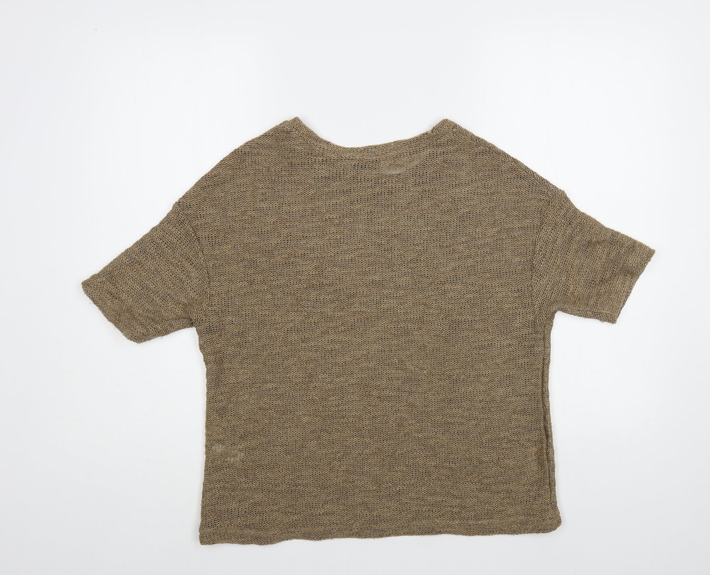 Topshop Womens Brown Boat Neck Acrylic Pullover Jumper Size 8