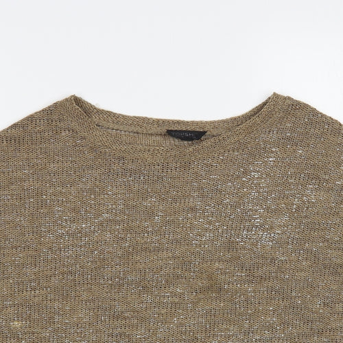 Topshop Womens Brown Boat Neck Acrylic Pullover Jumper Size 8