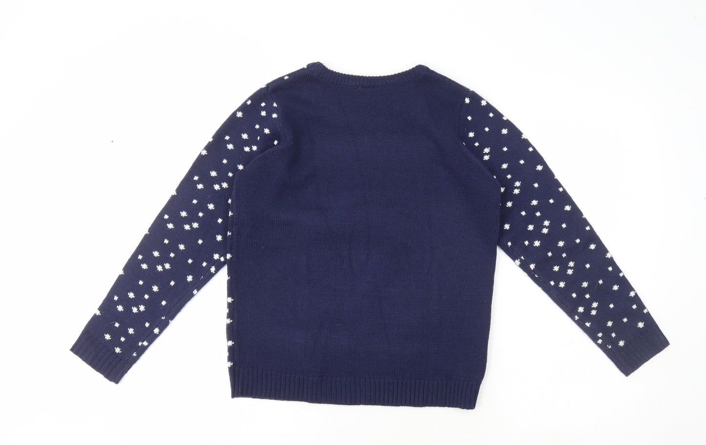 Merry Christmas Boys Blue Round Neck Acrylic Pullover Jumper Size 11-12 Years