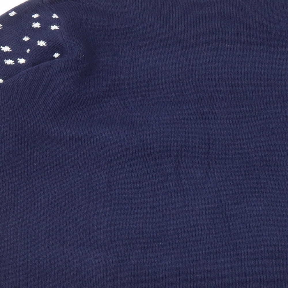 Merry Christmas Boys Blue Round Neck Acrylic Pullover Jumper Size 11-12 Years
