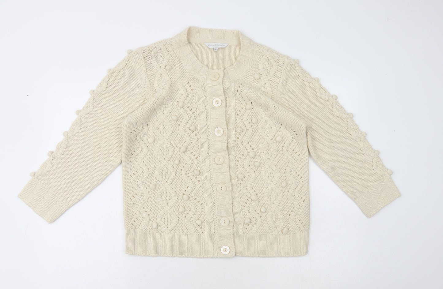 John Rocha Womens Ivory Round Neck Acrylic Pullover Jumper Size 14