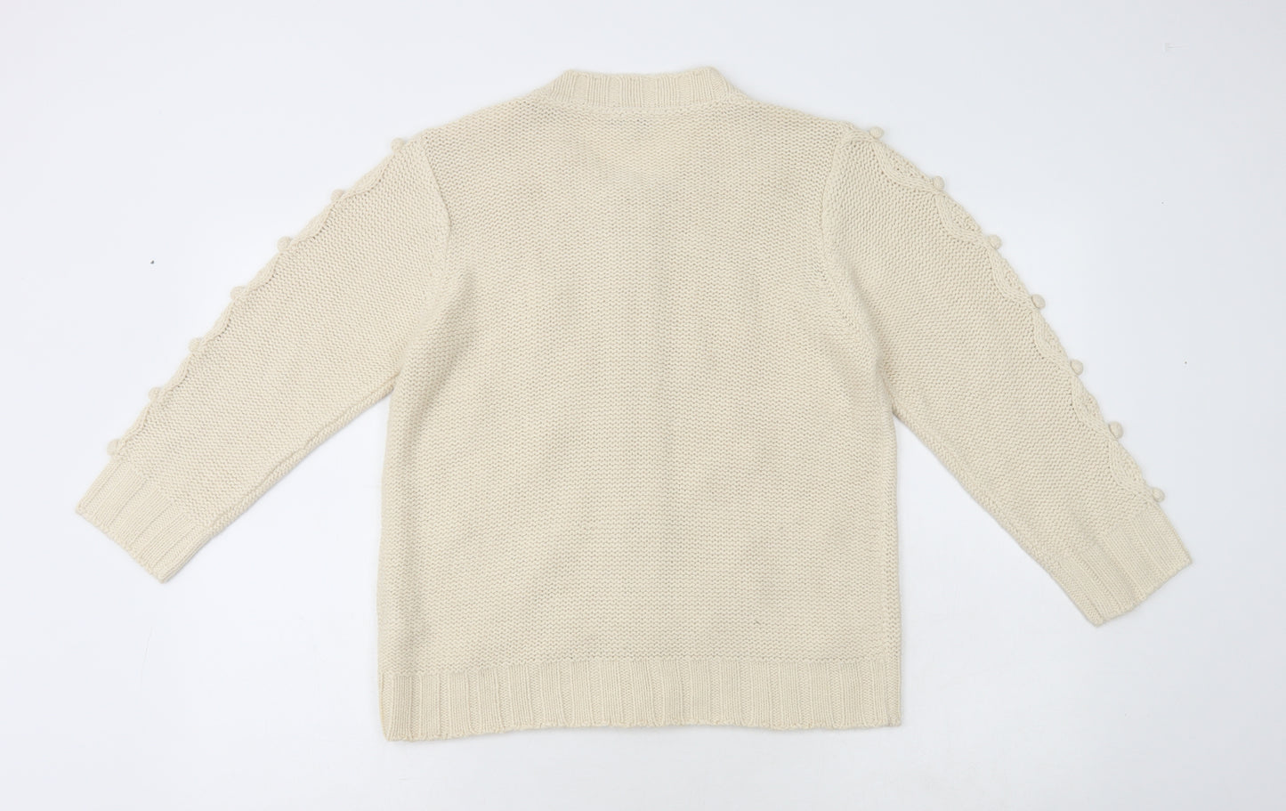 John Rocha Womens Ivory Round Neck Acrylic Pullover Jumper Size 14